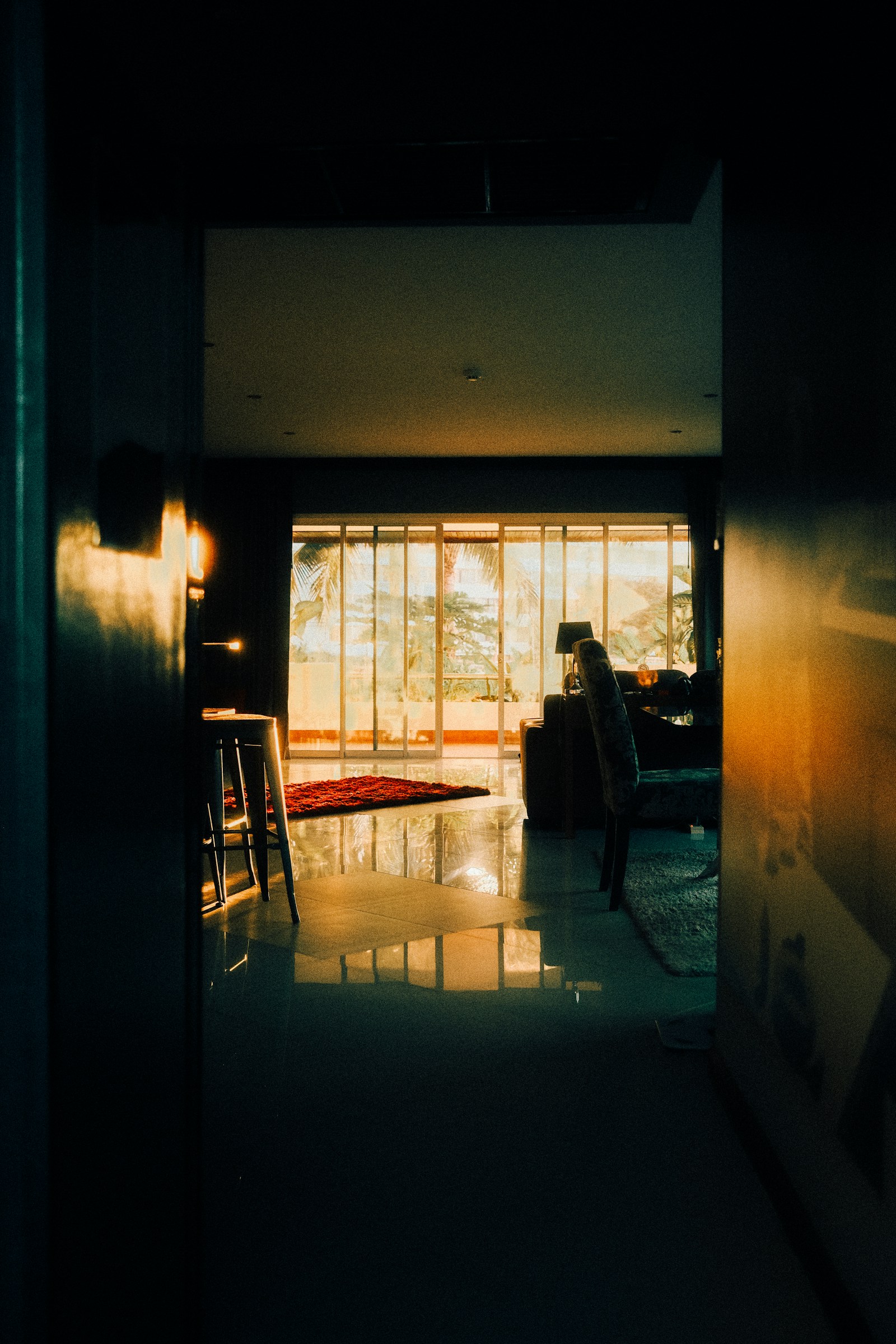 Warm sunlight entering a tropical home